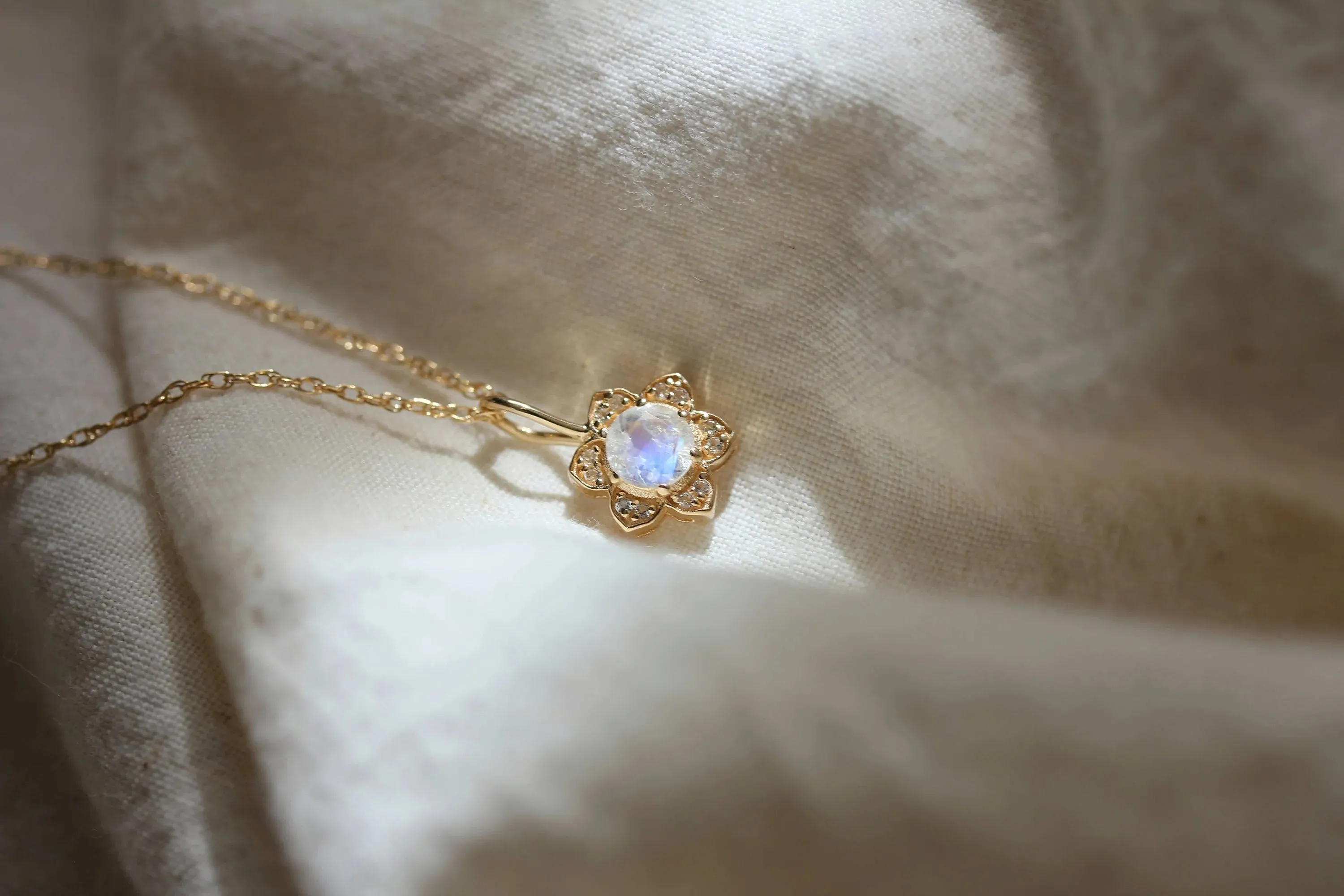 Little Gold Moonflower Necklace