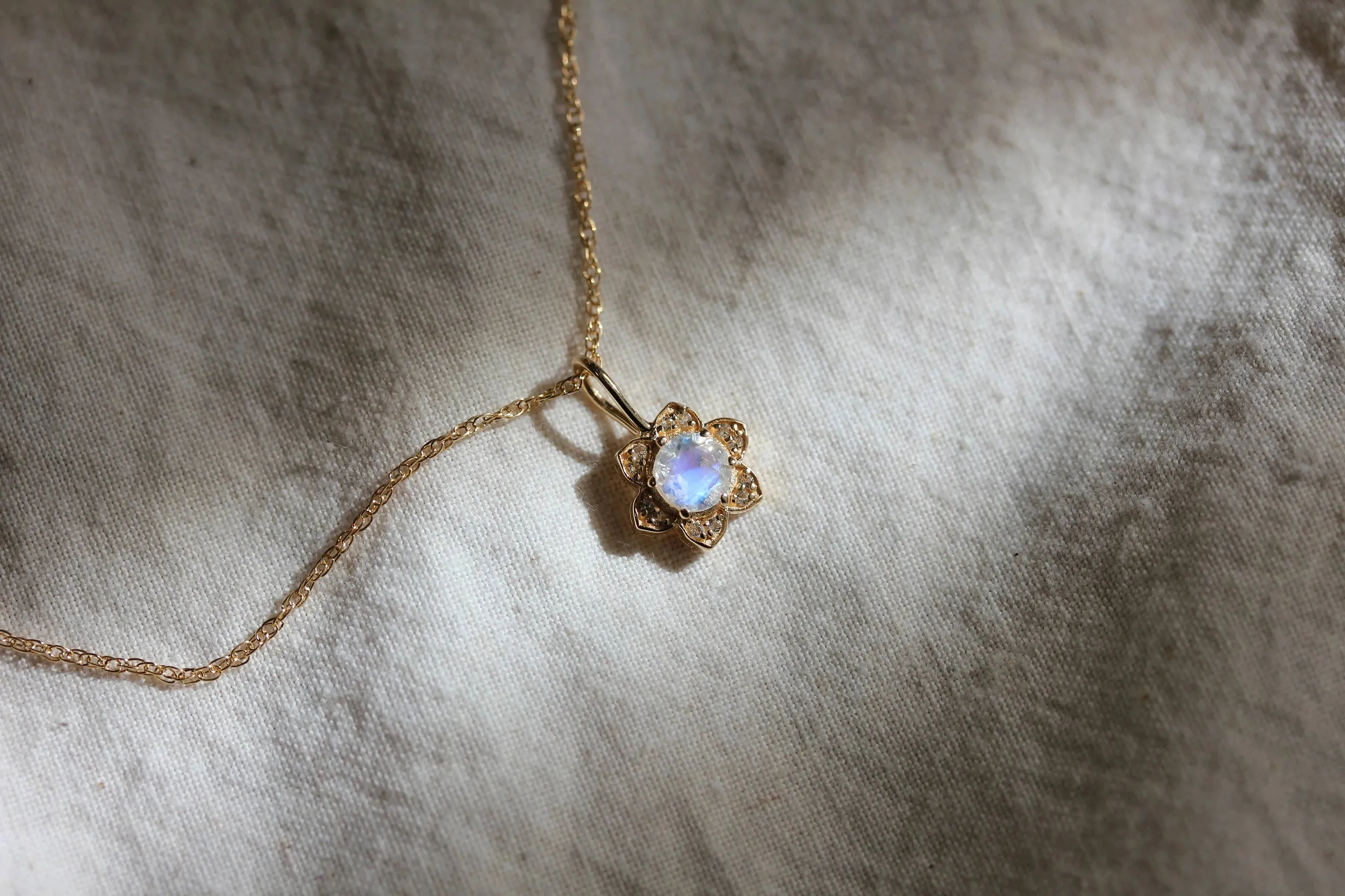 Little Gold Moonflower Necklace