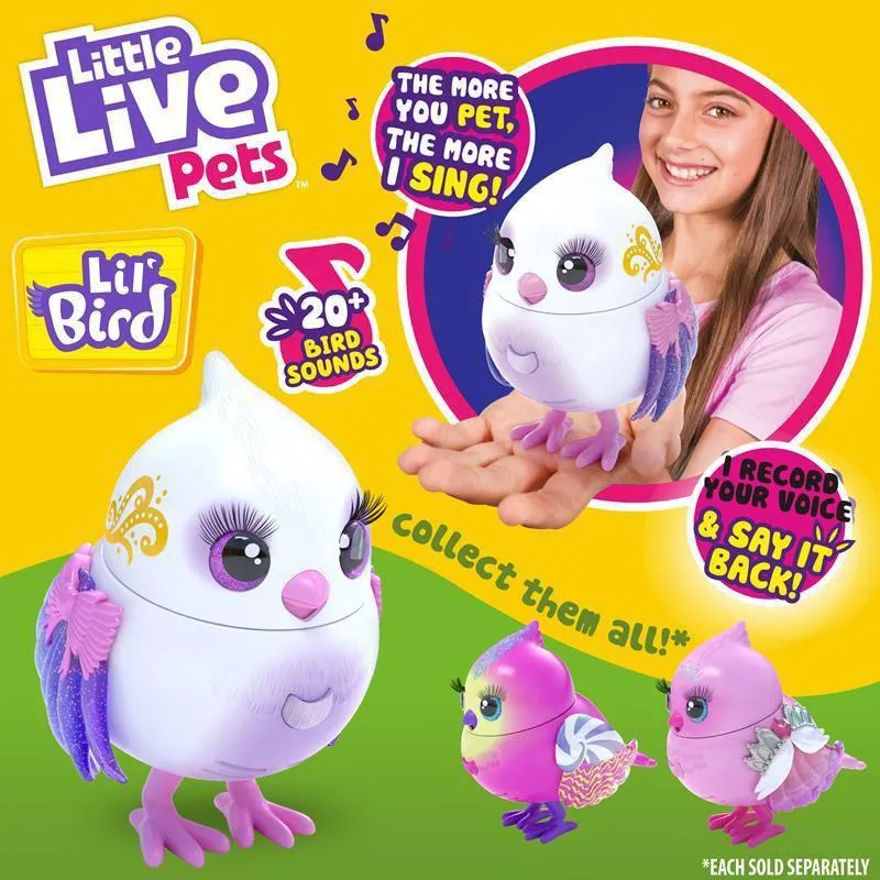 Little Live Pets Bird Pet - Tiara Tweets, Tweeterina - Interactive Pretend Play Bird Doll Toy with Sound