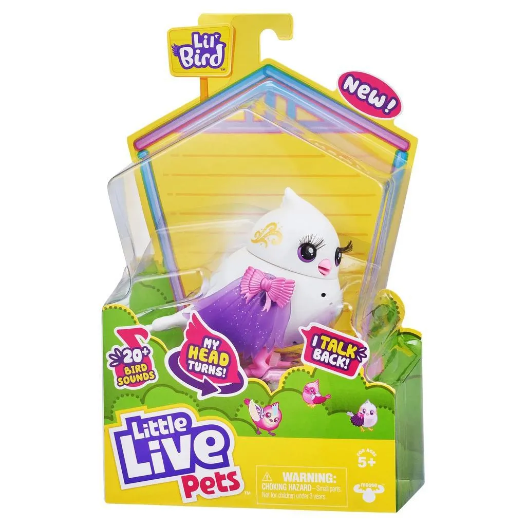 Little Live Pets Bird Pet - Tiara Tweets, Tweeterina - Interactive Pretend Play Bird Doll Toy with Sound