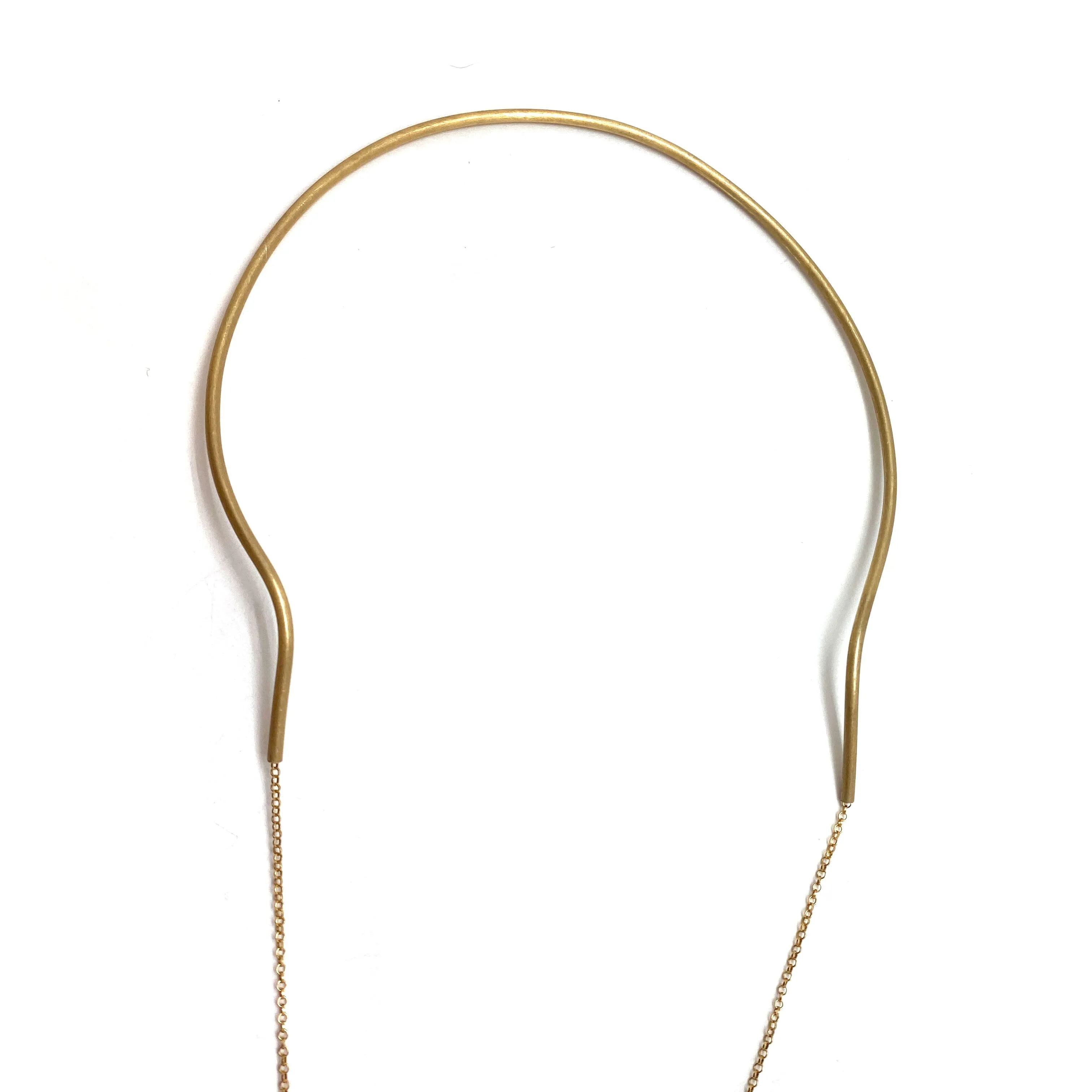 Long Moonstone Golden Drape Necklace