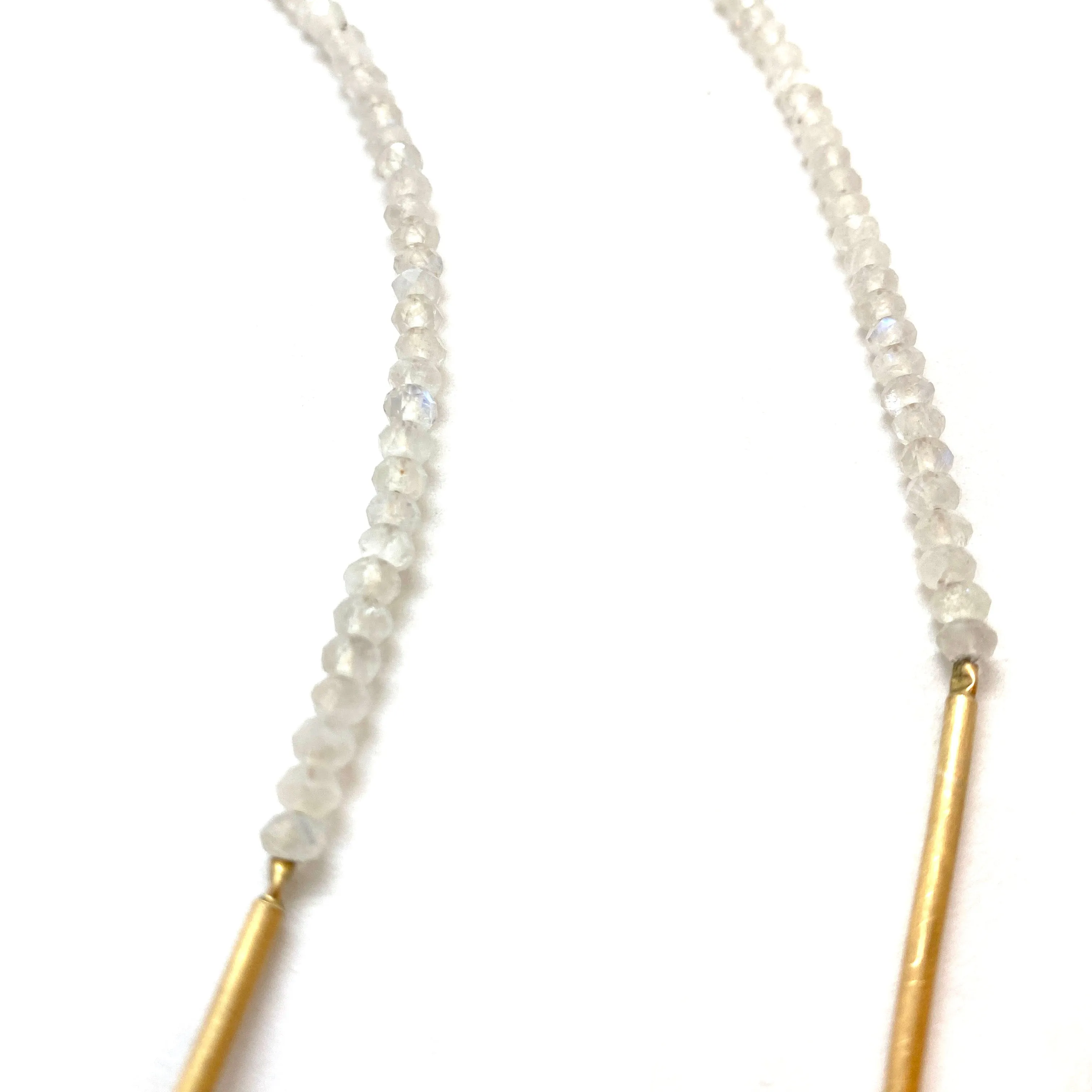 Long Moonstone Golden Drape Necklace