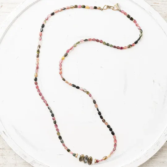 Long Watermelon Tourmaline Necklace