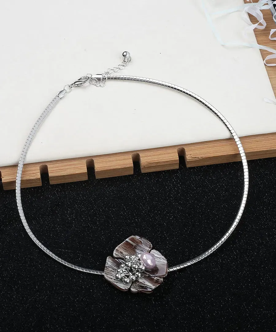 Loose Silk Stainless Steel Floral Choker ML0350