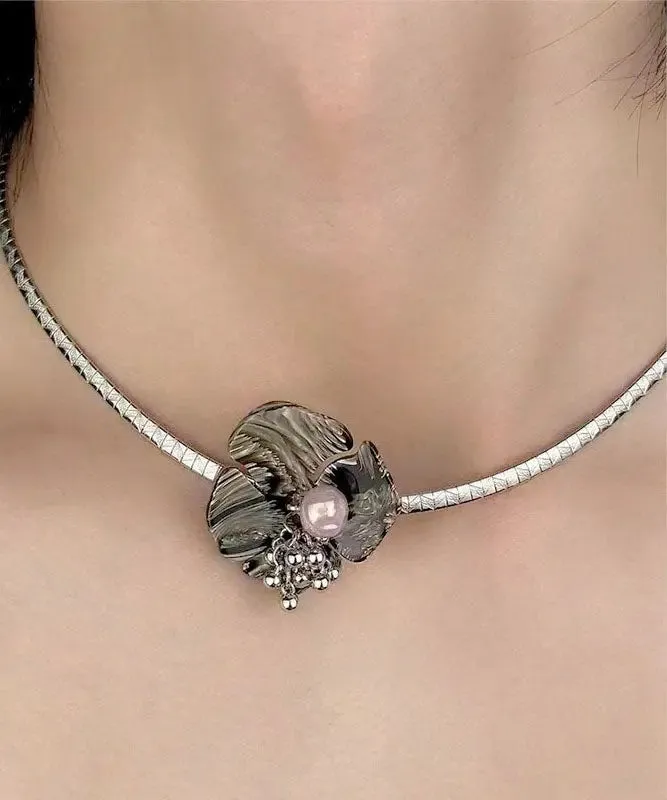 Loose Silk Stainless Steel Floral Choker ML0350