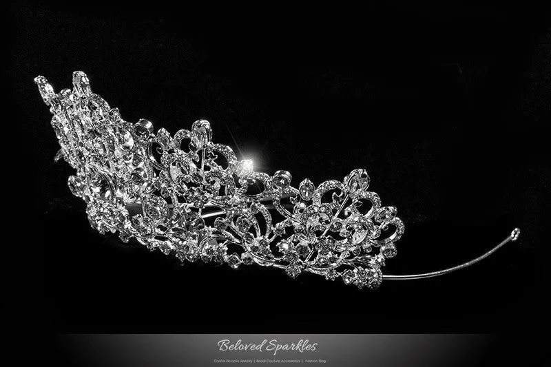 Lorelei Royal Statement Silver Tiara | Swarovski Crystal