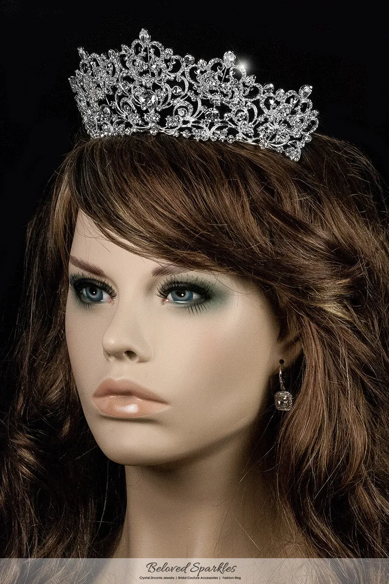 Lorelei Royal Statement Silver Tiara | Swarovski Crystal