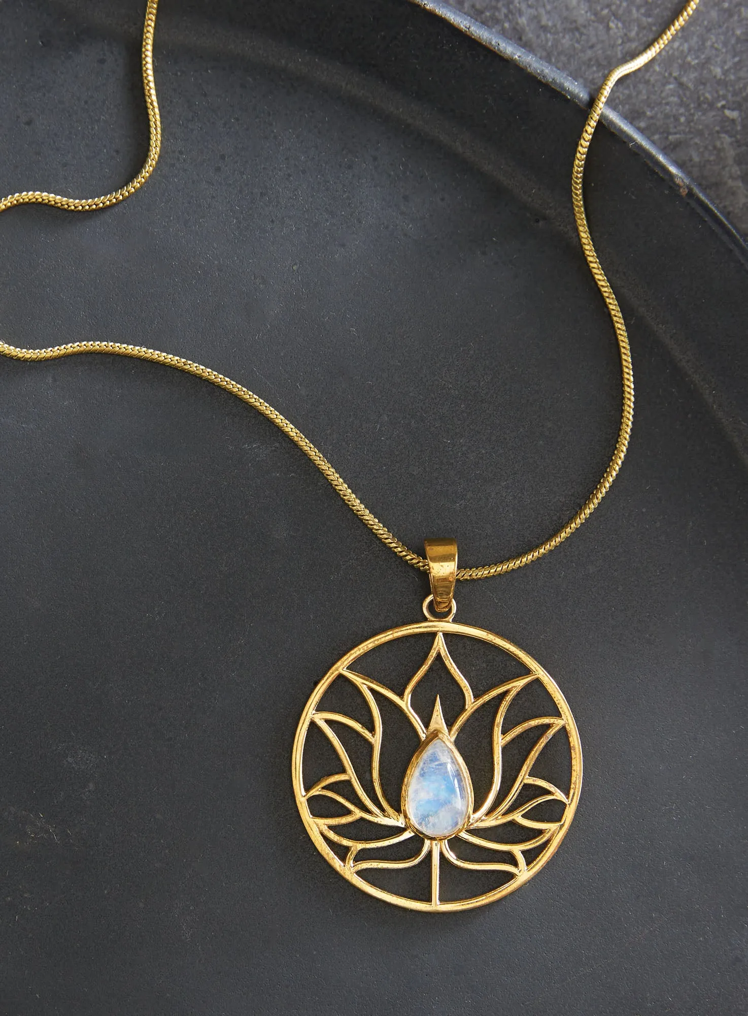 Lotus Moonstone Necklace