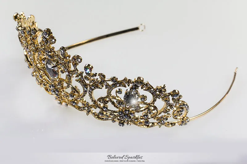 Lucia Victoria Statement Gold Tiara | Swarovski Crystal