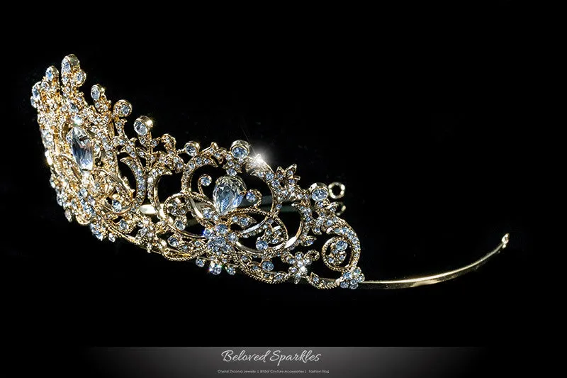 Lucia Victoria Statement Gold Tiara | Swarovski Crystal