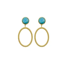 Lucie French Twist & Turquoise Gemstone Earring