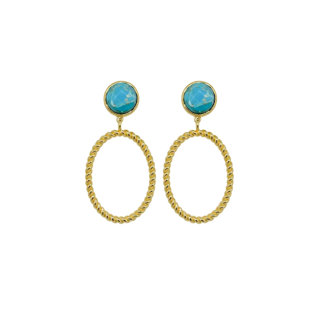 Lucie French Twist & Turquoise Gemstone Earring