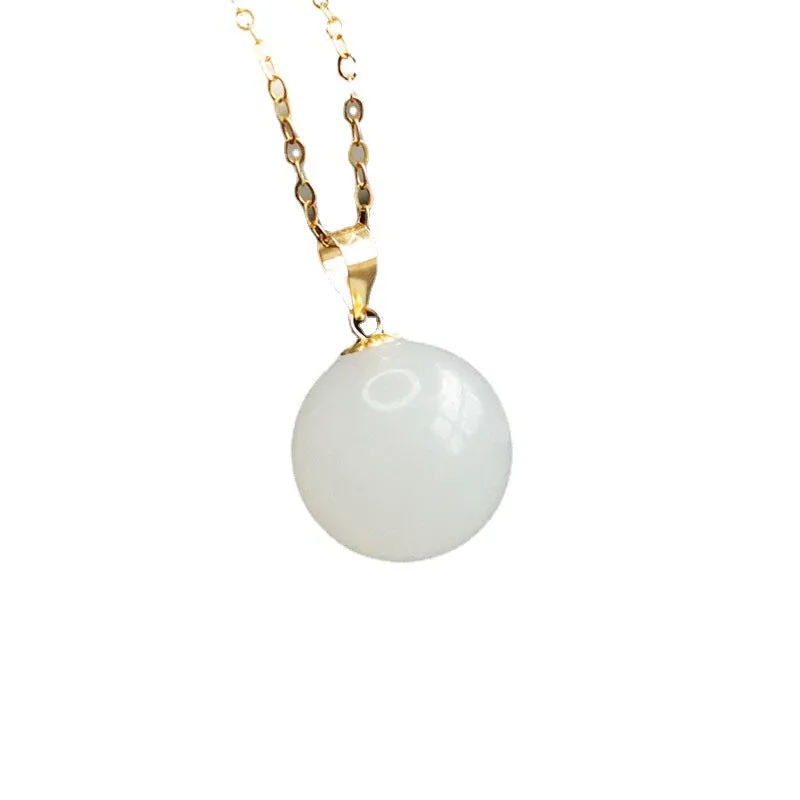 Luxurious Hotan Jade Pendant Necklace with White Jade Beads