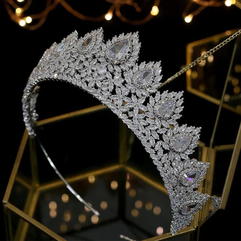 Luxury Crystal Crown Tiara Wedding Ceremony  AAA CZ Bridal Hair Accessory