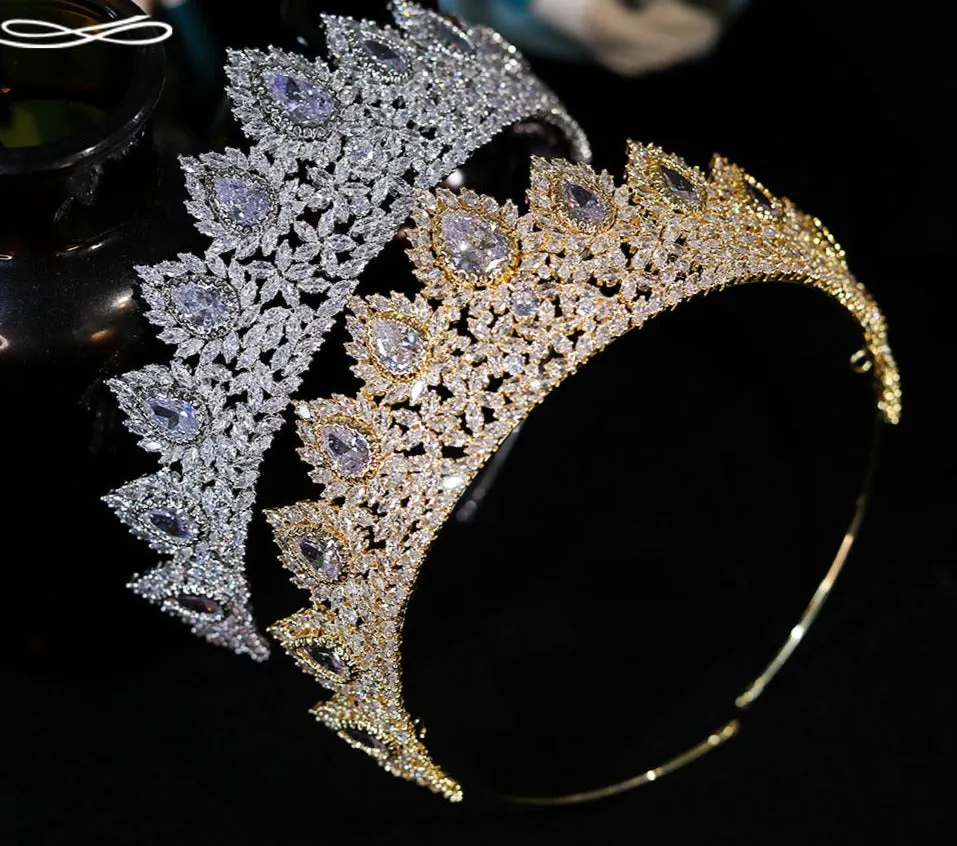 Luxury Crystal Crown Tiara Wedding Ceremony  AAA CZ Bridal Hair Accessory