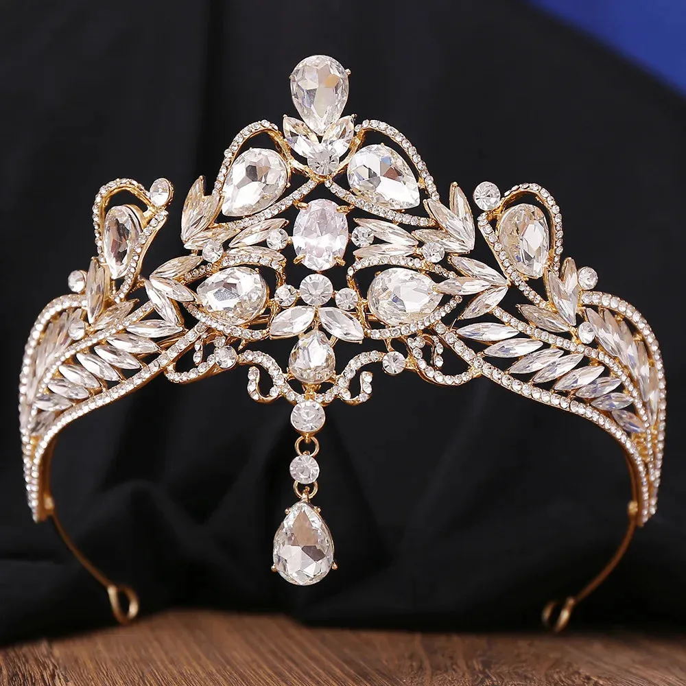 Luxury Water Drop Forehead Crystal AB Bridal Tiara Crowns Hair  Accessory