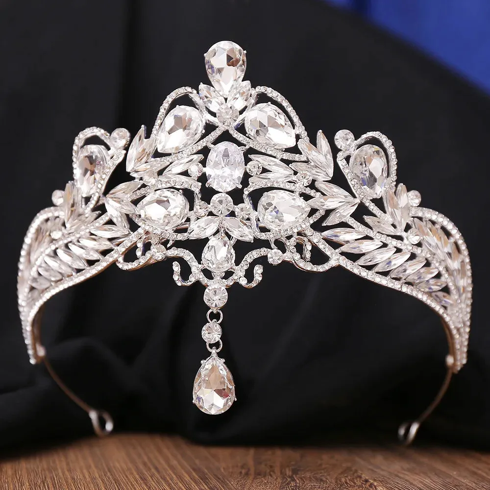 Luxury Water Drop Forehead Crystal AB Bridal Tiara Crowns Hair  Accessory