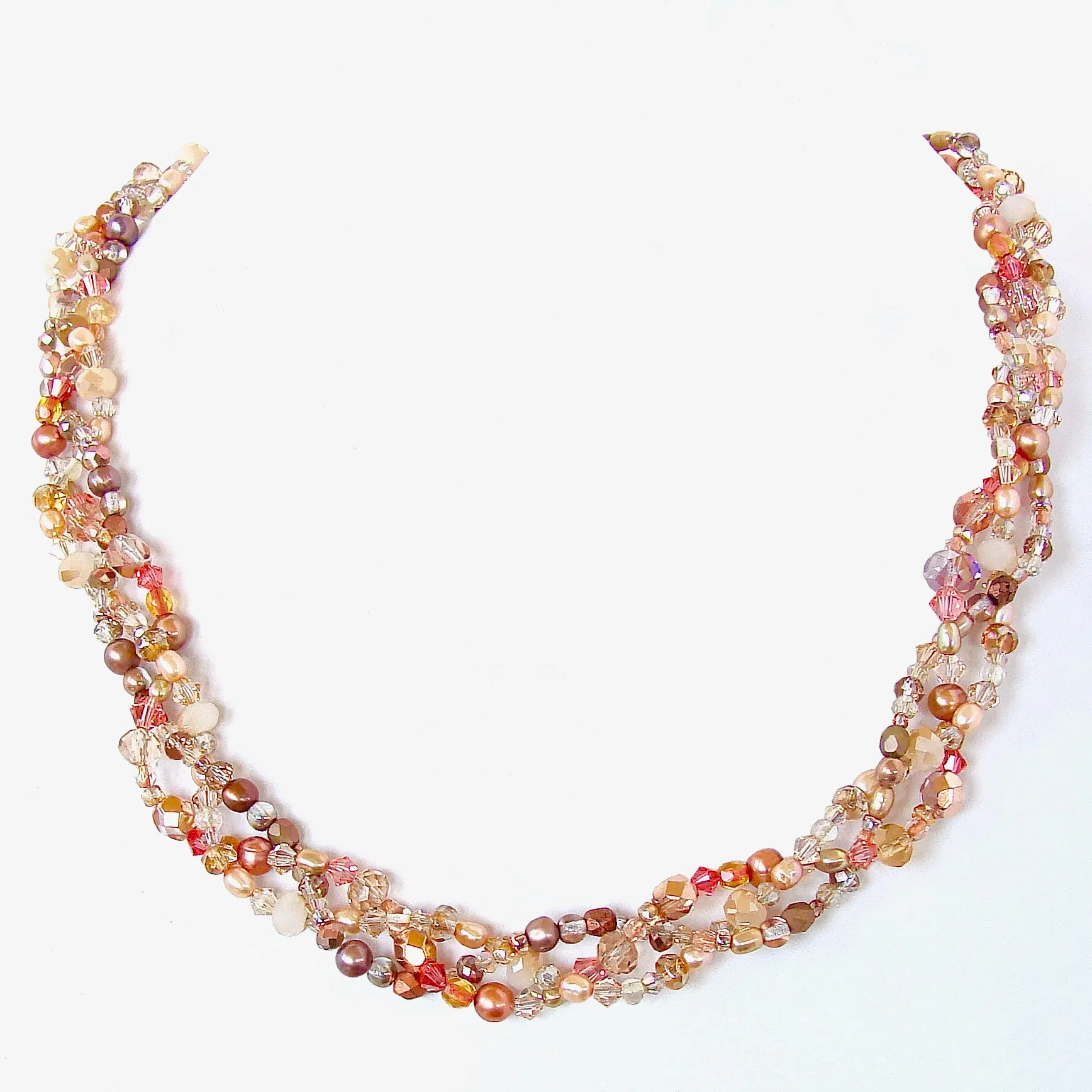 Magdelene: Braided Necklace with Pearls and Crystal