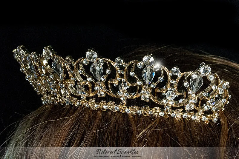 Marissa Vintage Art Deco Gold Tiara | Swarovski Crystal