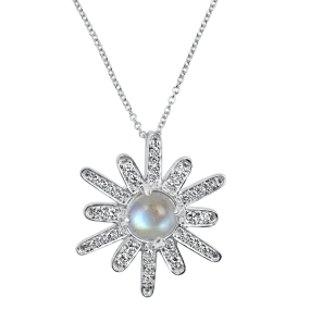 Mark Henry 18k White Gold Diamond and Moonstone Necklace