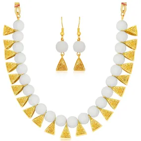 Metal Jewel Set (White, Gold)