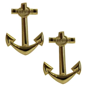 Midshipmen Coat & Collar Device - 1-7/16" Plain Gold Anchor Unfouled