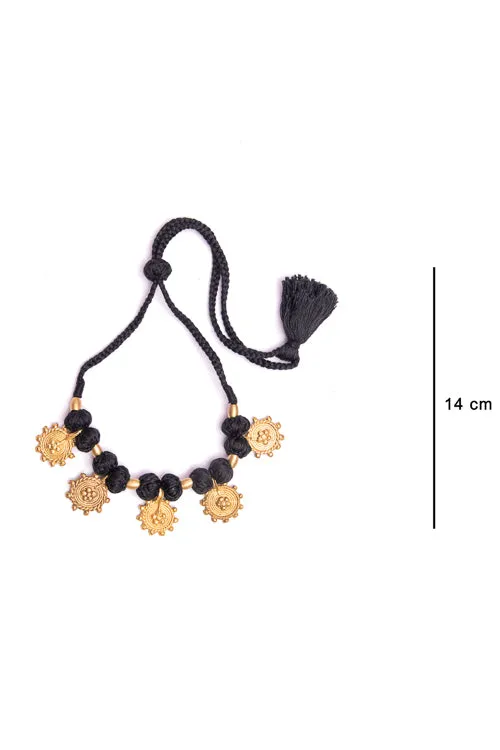 Miharu Handmade Black Floral Choker Necklace