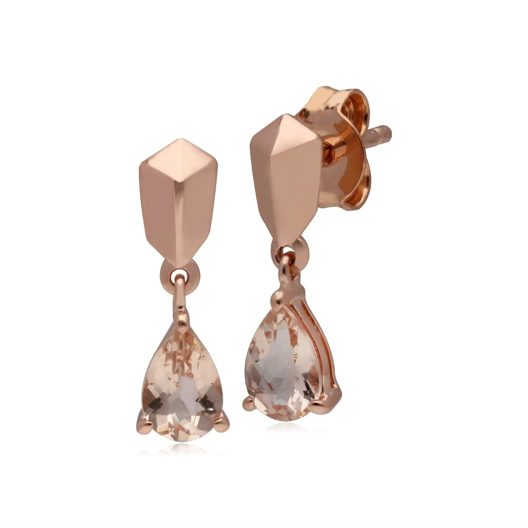 Mini Statement Morganit Ohrringe in Rose Vergoldetem 925 Sterling Silber