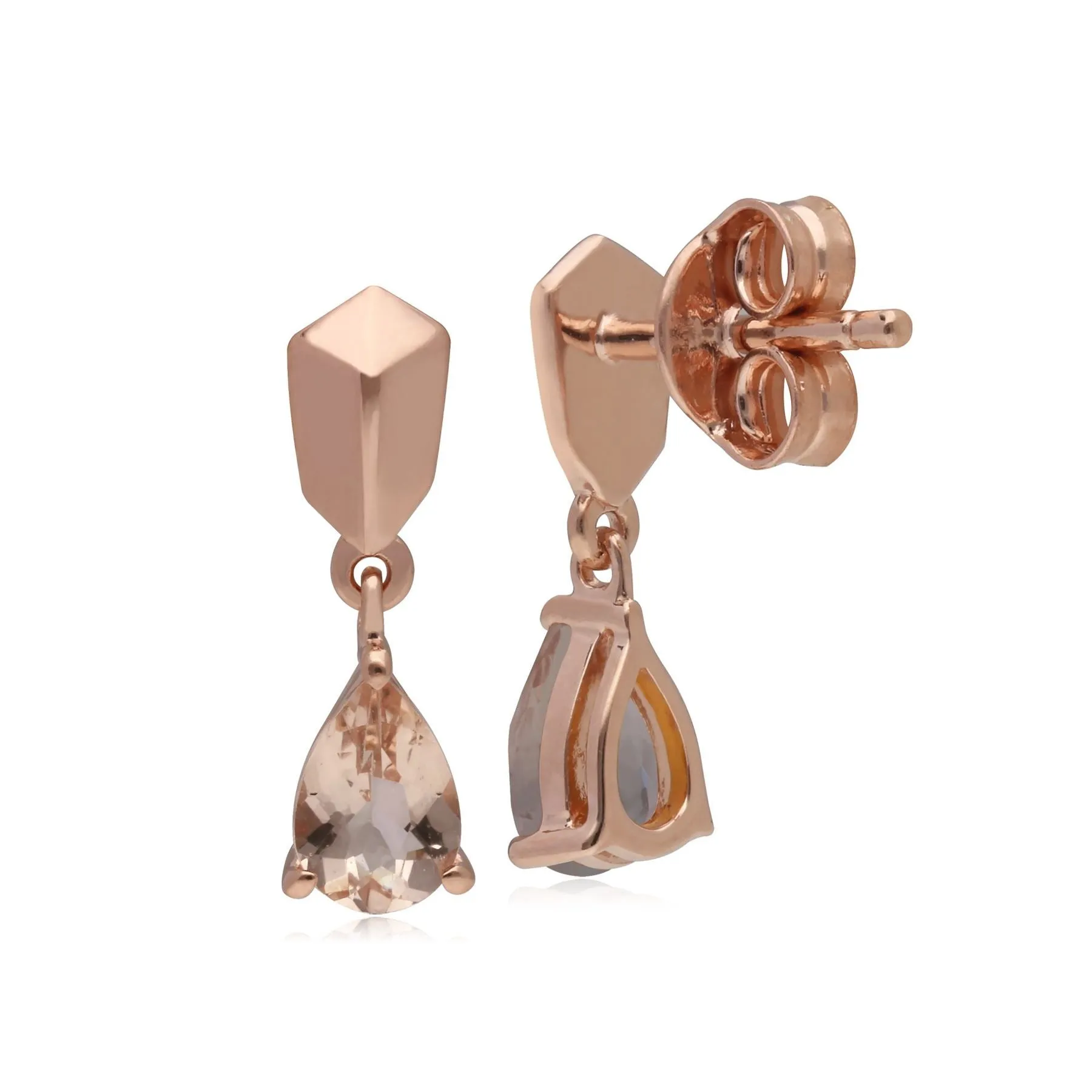 Mini Statement Morganit Ohrringe in Rose Vergoldetem 925 Sterling Silber