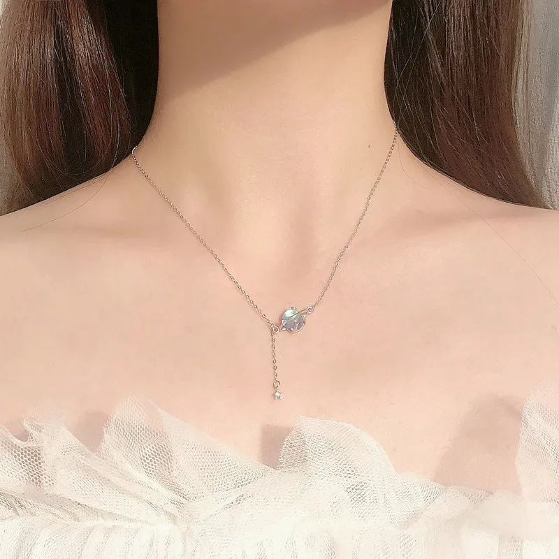 Moons Pendants 925 Silver Collarbone Necklace for Women