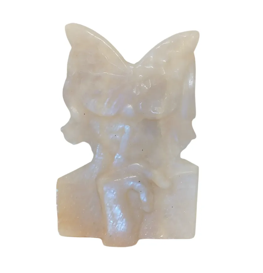 Moonstone Crystal Masked Lady Carving