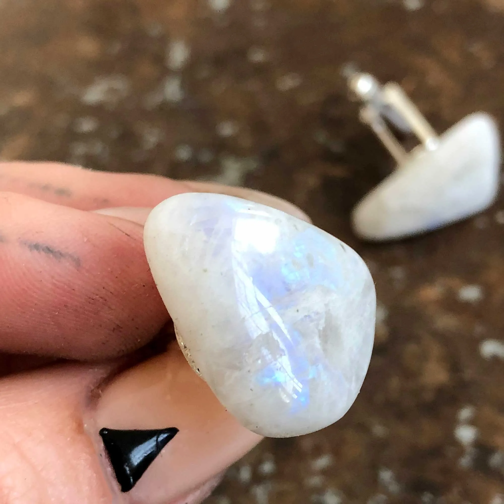 Moonstone Cufflinks. Iridescent stone cufflinks