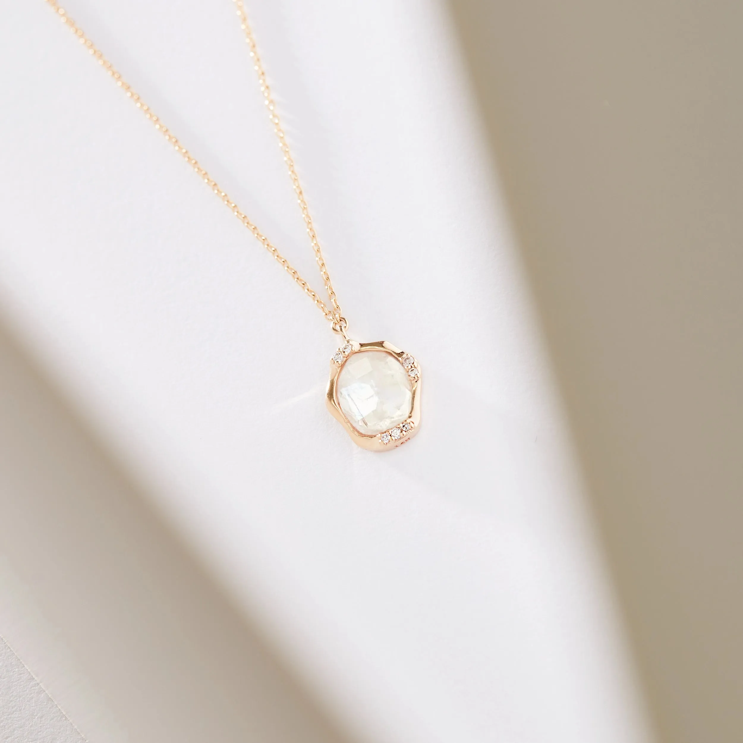 moonstone diamond mood necklace