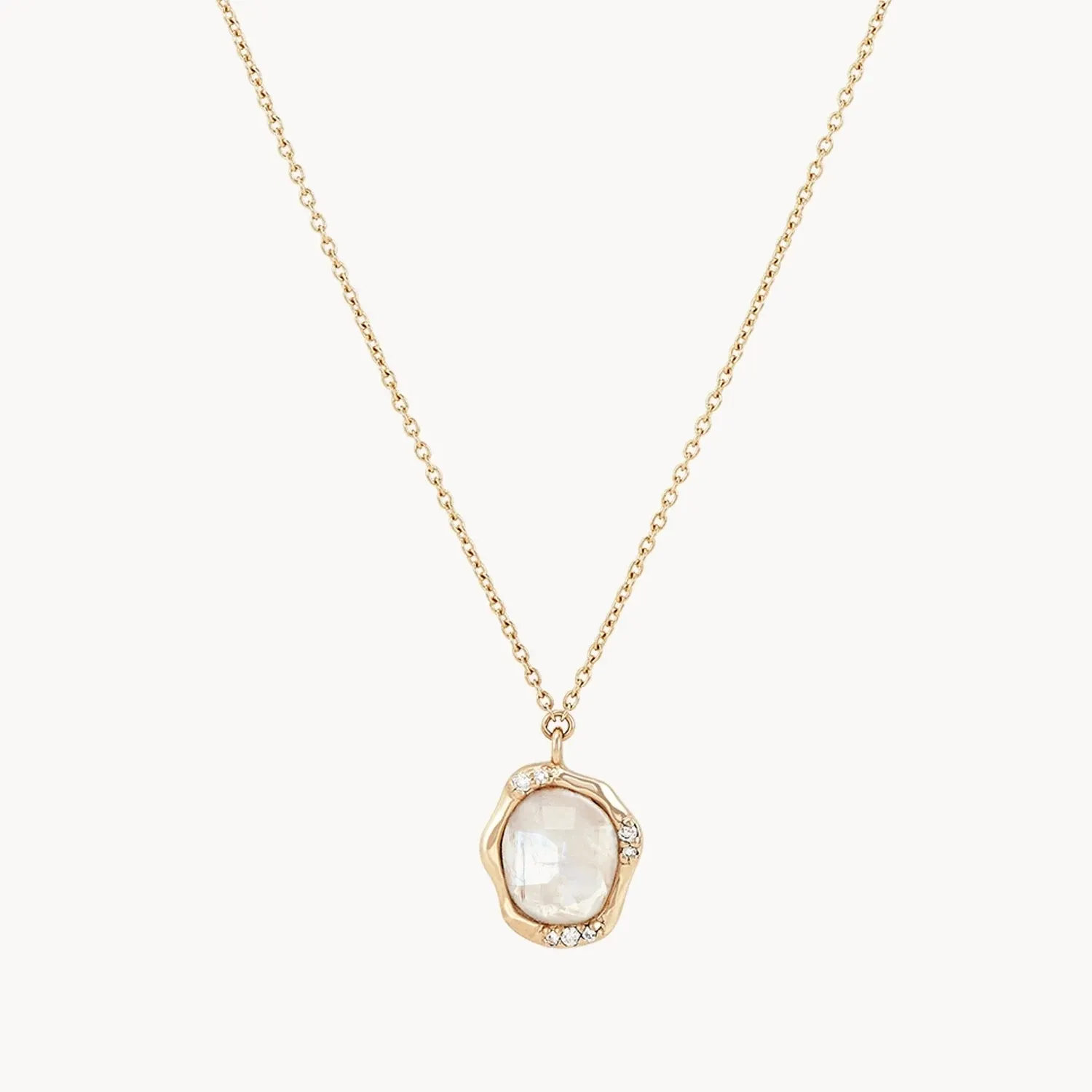 moonstone diamond mood necklace