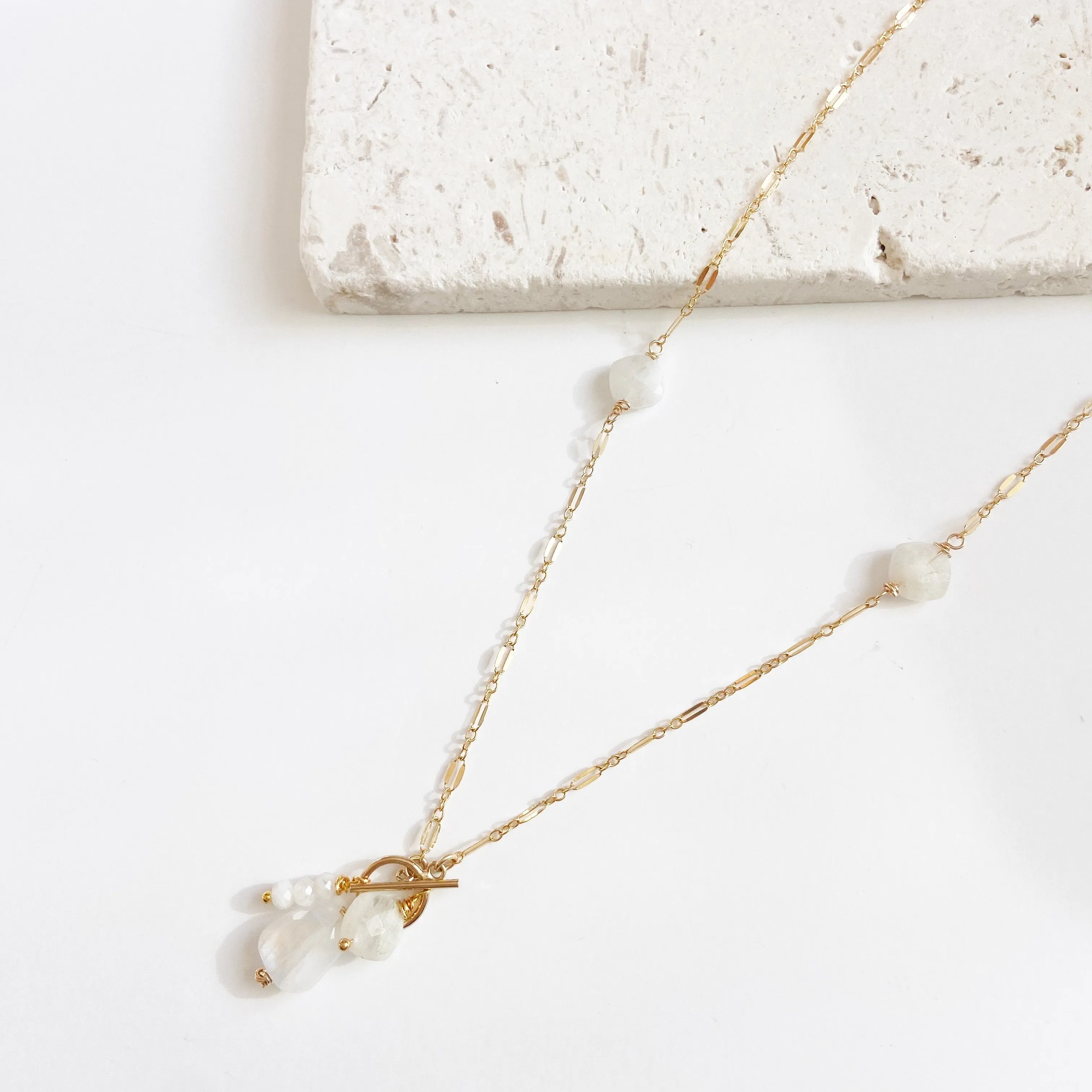 Moonstone Mid Length Necklace in Gold 20 inches)