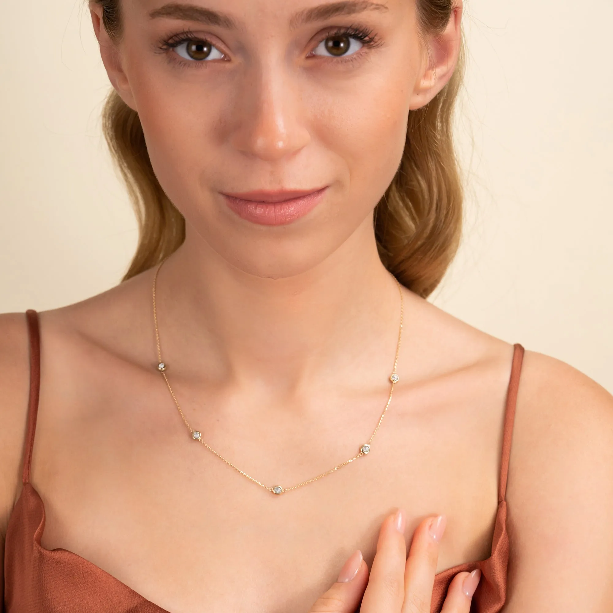 Moonstone Station Necklace, Gwen