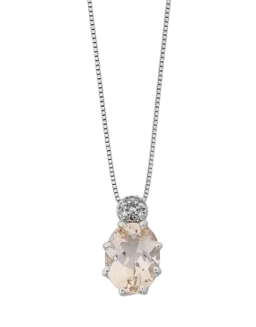 Morganite Pendant - White Gold Morganite & Diamond Pendant - 768119