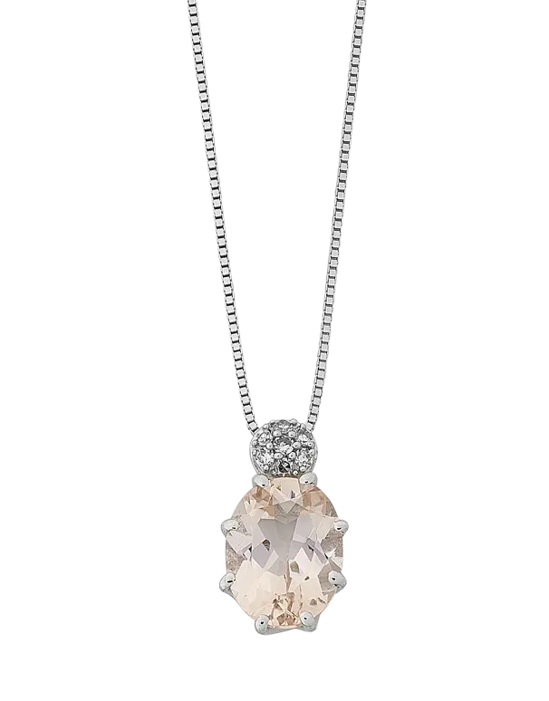 Morganite Pendant - White Gold Morganite & Diamond Pendant - 768119