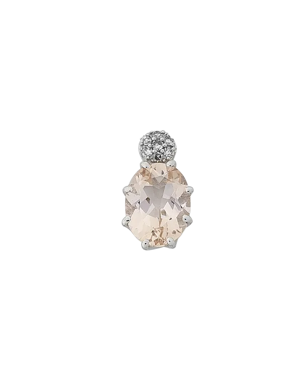 Morganite Pendant - White Gold Morganite & Diamond Pendant - 768119