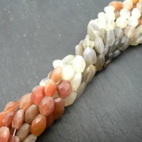 Multi Moonstone Faceted Oval Beads 15" Strand