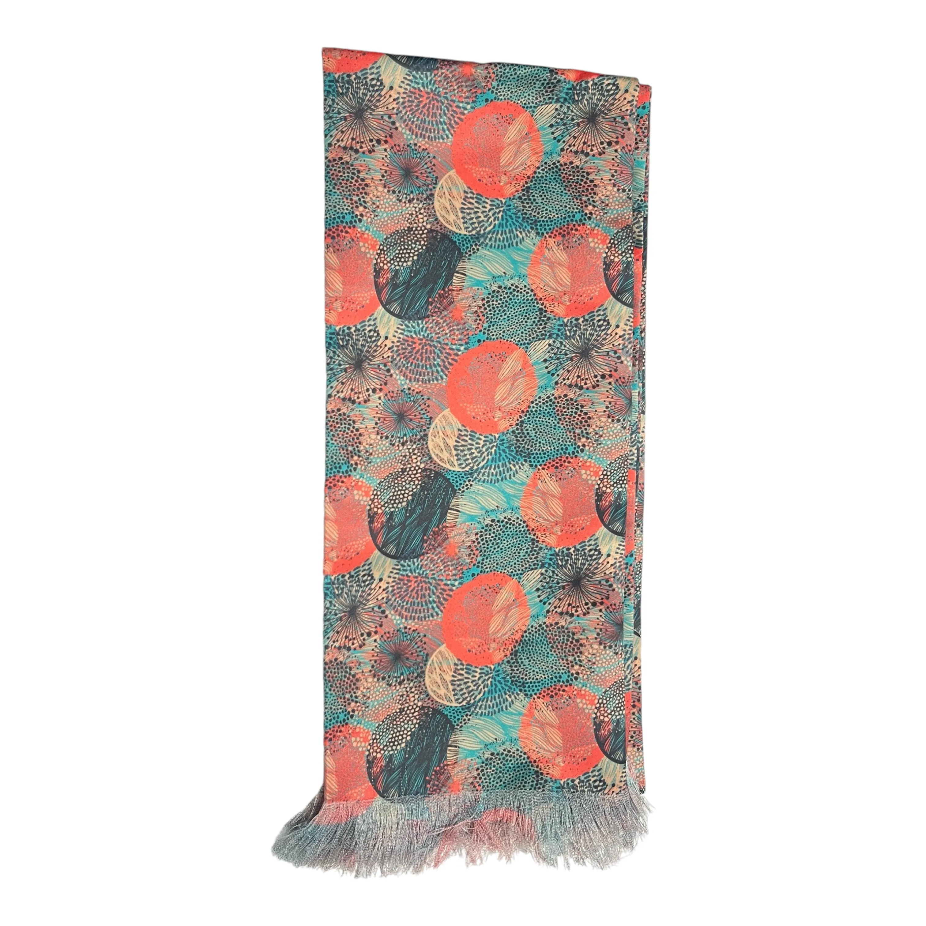 Multicolor Geometric Printed Scarf With Pocket Square