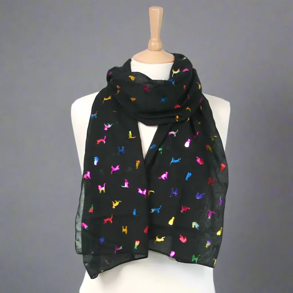 Multicolour Biccari Rainbow Cat Foil Scarf