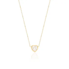 Nami Rainbow Moonstone Heart Necklace, 14k Gold