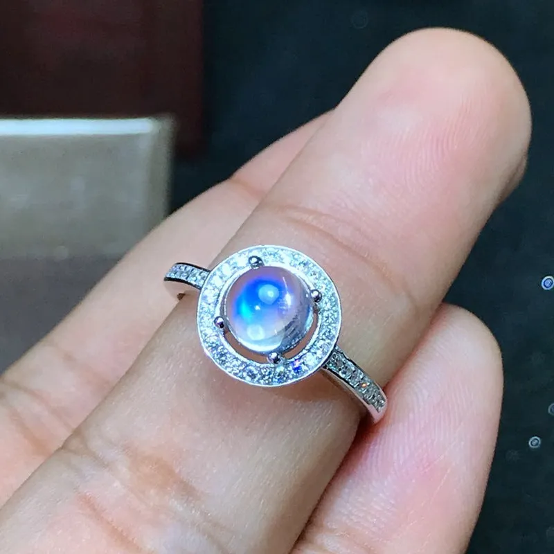 Natural Blue Moonstone Ring