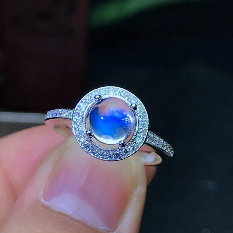 Natural Blue Moonstone Ring