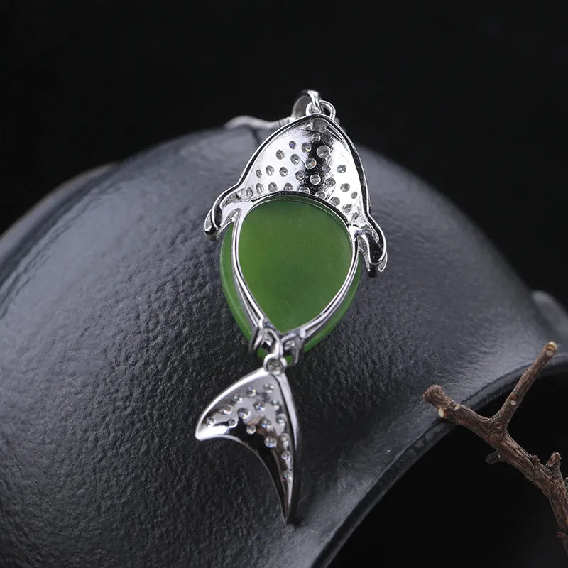 Natural Jade Pendant Nephrite Silver Pendant ZPT226