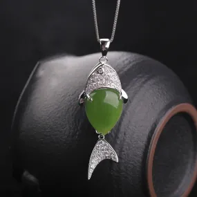 Natural Jade Pendant Nephrite Silver Pendant ZPT226