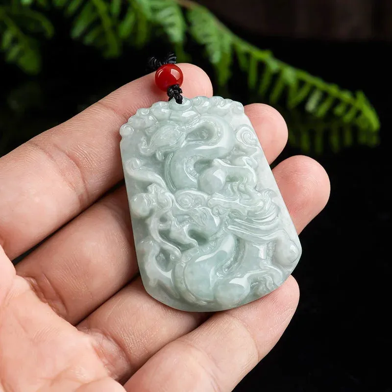 Natural Myanmar Jadeite Long pai pendant