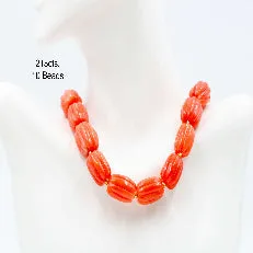 Natural Orange Coral Beads Orange Coral Gemstone Large Pumpkin Shaped Coral Beaded Strand Unfinished Strand Coral Gemstone Beads 6142910