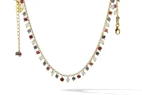 Necklace - Stone & Chain Moonstone,Iolite,Pink Tourmaline Choker Gold Plated Sterling Silver 16"